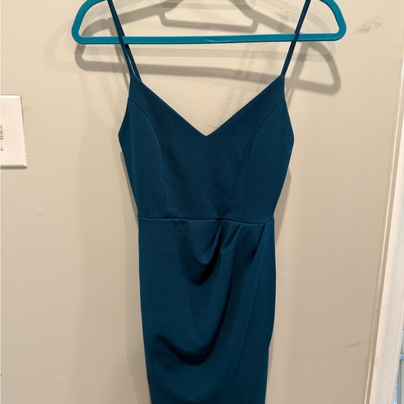 Lulu's Teal Mini Dress with Spaghetti Straps - Picture 1 of 3
